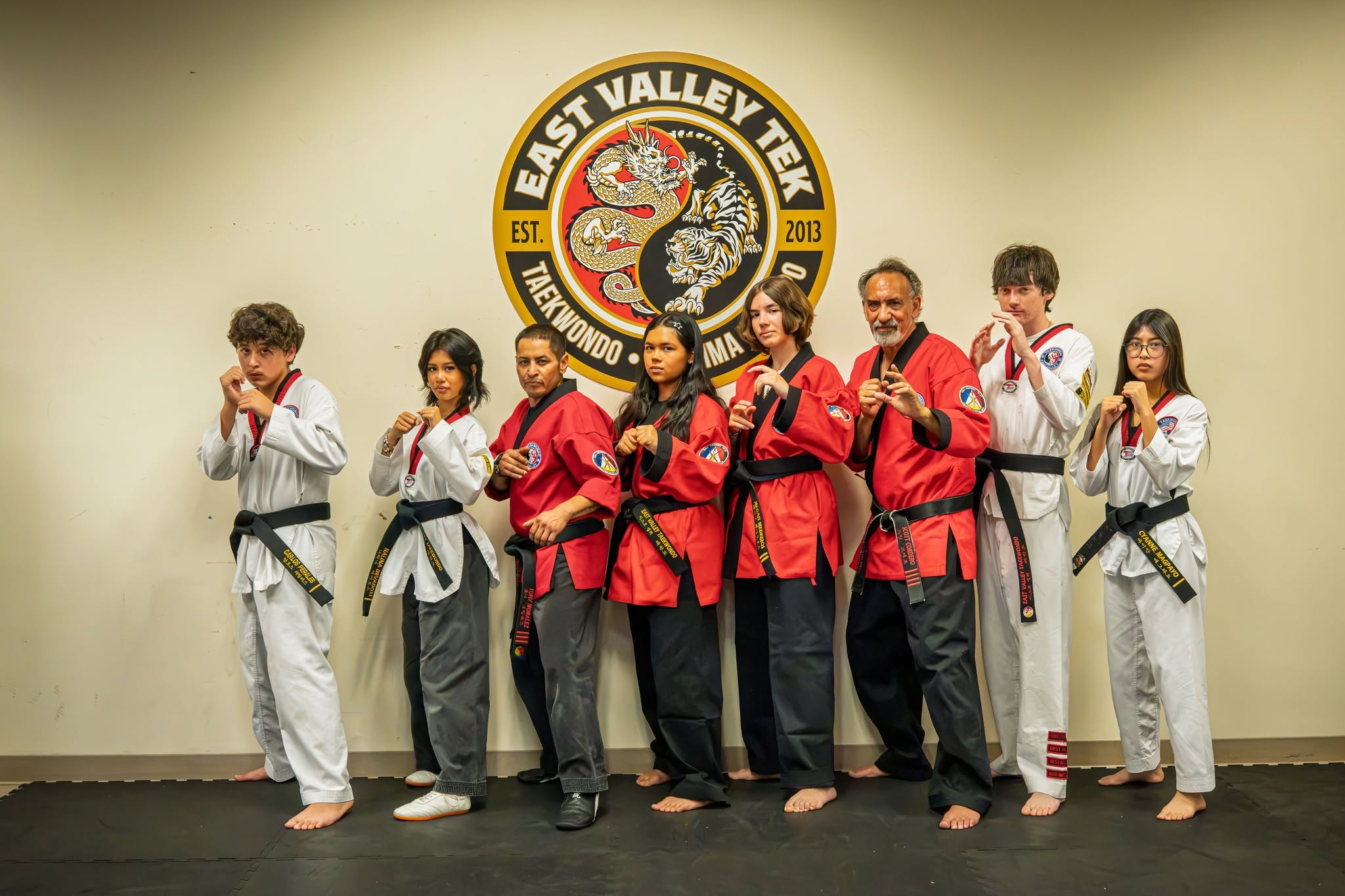 East Valley TEK teen Martial Artists with their instructors